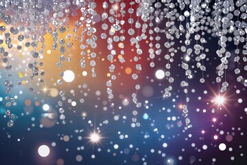 Vibrant Celebration-inspired Canvas with Cascading Silver Sparkles and Gradient Background