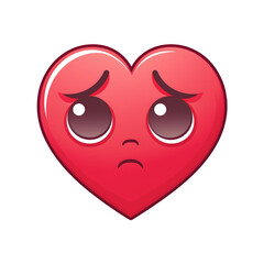 Fototapeta premium Heart emoji with sad face on transparent png background