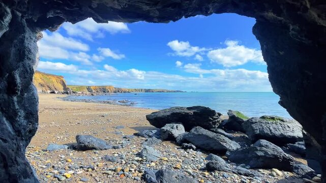Waterford epic locations view from a cave Copper Coast Waterford diserted beach