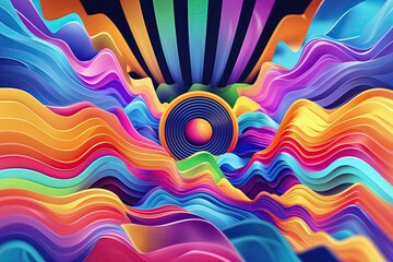 Vibrant Music Festival Theme with Colorful Sound Waves and Joyful Rhythm