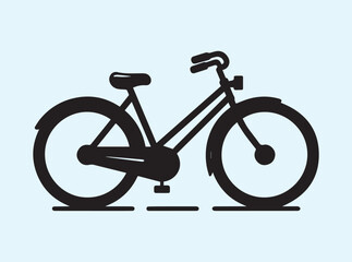Minimalist Bicycle Silhouette in Solid Black