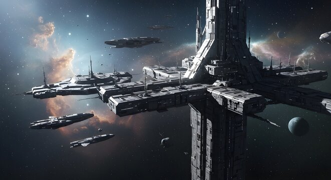 Generative AI, Illustration images related to the aerospace industry. Space control tower.