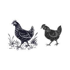 hen and set chicks icon vector