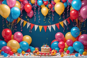 Creative Festive Background Ideas with Inflatable Balloons Streamers and Pennant Banners for Celebrations