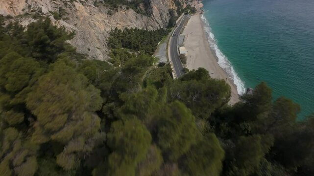 exciting FPV journey over a cliff at Spiaggia del Malpasso and dive down to the sea