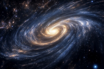 Fototapeta premium A vibrant abstract spiral galaxy with glowing colors and textures, capturing a cosmic and surreal feel. Perfect for digital art and space visuals.