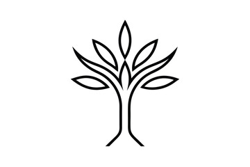 Abstract Stylized Tree Line Art Design Graphic Vector Illustration