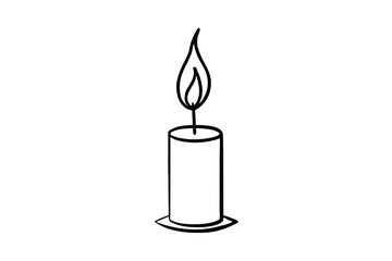 Obraz premium Lit Candle Illustration Simple Line Drawing, Flame, Wax, Light
