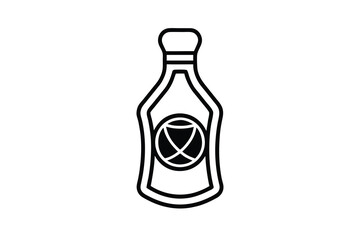 Bottle Design Elegant, Black, Outline, Graphic, Simple, Modern, Minimalist, Label, Vector