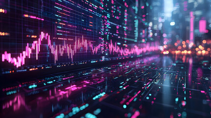 Naklejka premium Stock Market Graph Digital Display on a futuristic digital background.