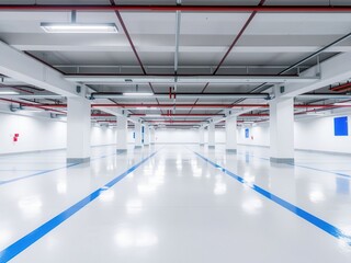 Empty Modern Underground Parking Garage