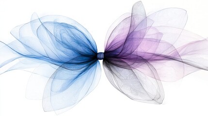 Elegant Sheer Bow  Abstract Art  Watercolor  Blue Purple  Feminine  Design  Fashion  Decor