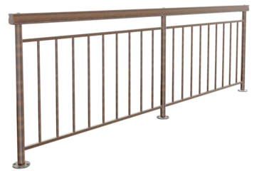 Isolated wooden railing, 3D rendered, with a classic horizontal design. Ideal for architectural visualization, interior design mockups, or adding a realistic railing element to your scene.