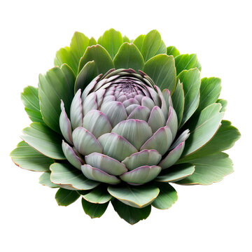 Close up, fresh green Italian artichoke. Organic vegetable. Vegan diet..Isolated on PNG background
