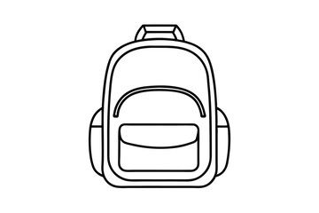 Outline Drawing of a Classic School Backpack with Pockets