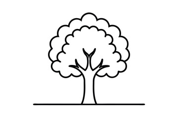 Simple Line Drawing of a Lush Green Tree Outline