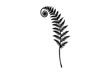 Black Fern Silhouette Botanical Illustration, Nature Design, Floral Graphic