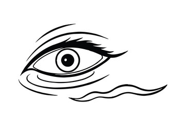 Obraz premium Stylized Eye Drawing Black Ink, Eyelashes, Abstract Lines