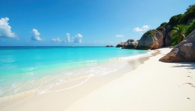 White sand, clear water, rocky shoreline, Menfi beach , coast, panorama