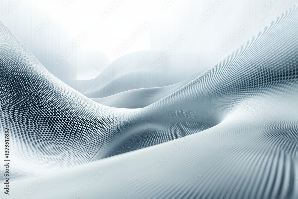 Poster abstract landscape with soft curves and textured patterns illuminated by bright light