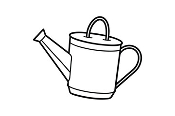 Watering Can Illustration Gardening, Plants, Sprinkler, Outline, Black, White, Simple, Design, Vecto