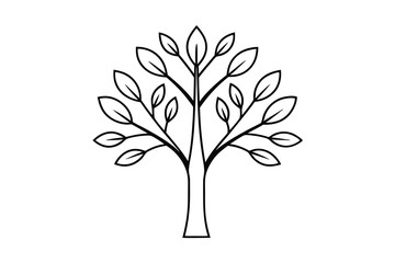 Simple Line Art Tree Illustration Branches, Leaves, Nature