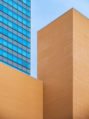 Modern building wall and Glass facade Architecture exterior Business district highrise tower