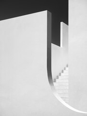 White cement curve Building wall Stairs step minimal Architecture details