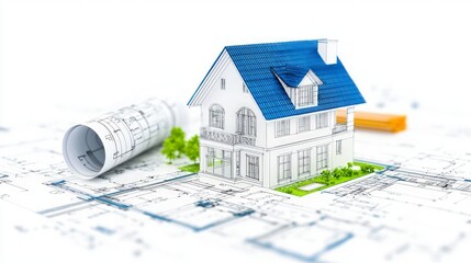 New Home Construction  Architectural Blueprint   House Model