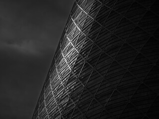 Architecture details Building exterior steel facade Shade shadow lighting contrast Art background