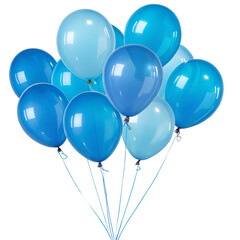 Blue balloons isolated on transparent background