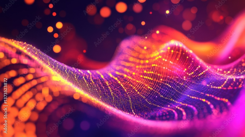 Poster digital particles wave and light abstract background