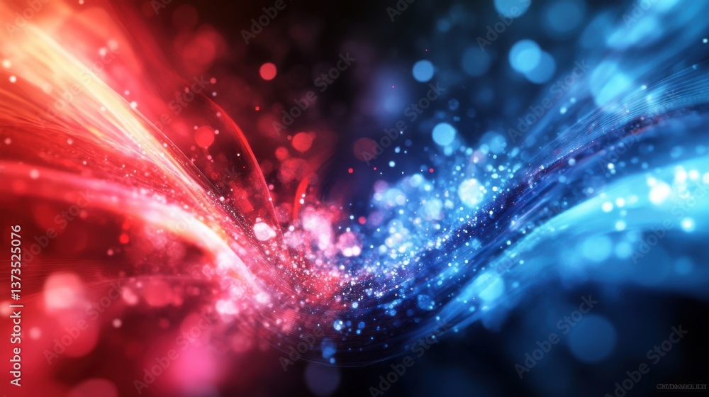 Poster digital particles wave and light abstract background
