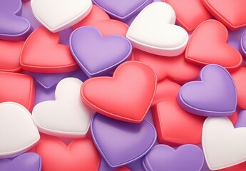 Colorful Heart Shapes in Various Shades and Designs on Soft Background