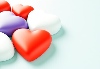 Colorful Heart Shapes on Soft Background for Romantic Themes