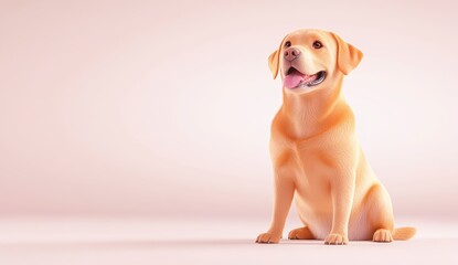 Happy Labrador Retriever Sitting Against a Soft Neutral Background