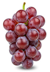 Fresh Red Grapes with Water Droplets on White Background