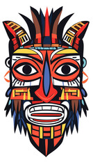 Obraz premium Colorful Tribal Mask Illustration for T-Shirt Design, Stickers, and Wall Art