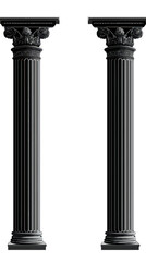 Elegant Black Architectural Columns with Ornate Arches for Design and Decoration Concepts