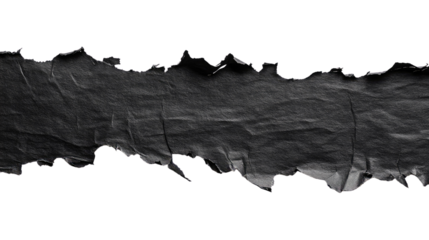 Dark Torn Paper Texture Isolated on Black Background, Perfect for Creative Designs, Typography, Backgrounds, or Scrapbooking Projects and Visual Arts Applications