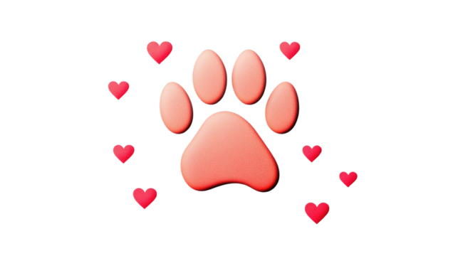Cute and Colorful Paw Print Surrounded by Love Hearts in a Playful Heart Theme Design Perfect for Animal Lovers and Pet Enthusiasts on Social Media or Digital Projects