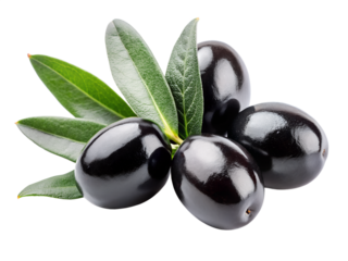 Black olives isolated on transparent background