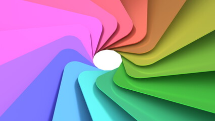 Vibrant colors swirl together in a mesmerizing spiral pattern, showcasing a spectrum that flows...