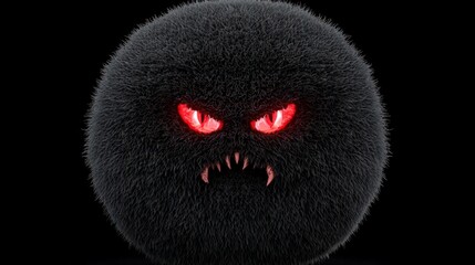 Menacing Furry Creature  Glowing Red Eyes  3D Render  AI Art  Dark Fantasy