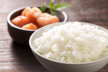 炊きたてのご飯と辛子明太子