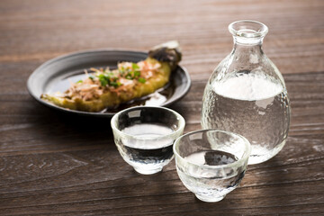 焼き茄子と日本酒