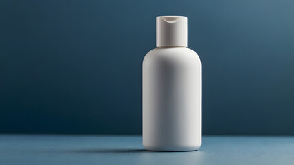 White matte cosmetic bottle on blue background