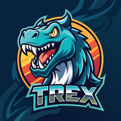 Roaring T-Rex Dinosaur Logo - Bold and Ferocious Reptile Design, Vector Art