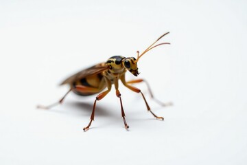 Close-up of single insect on plain white background, illustration, bug isolated