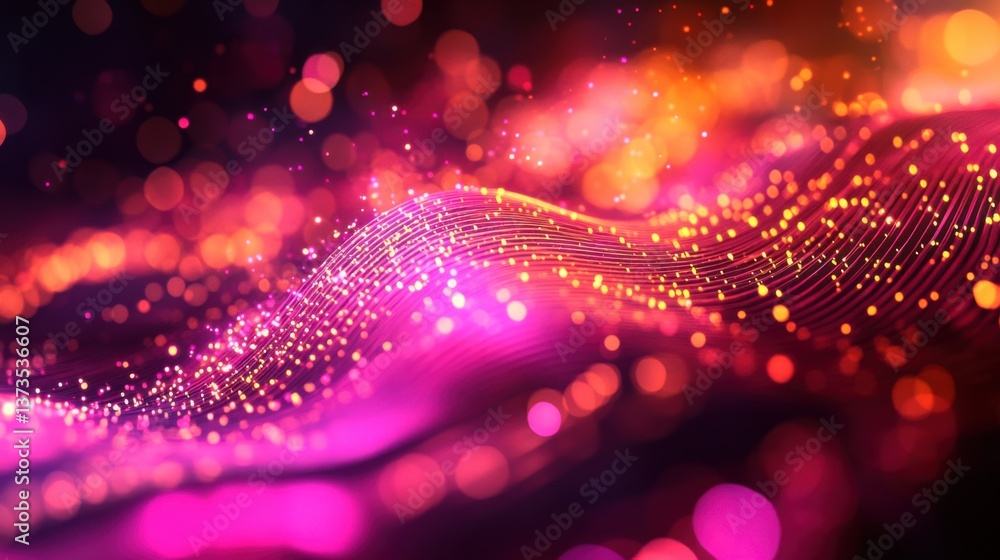 Poster digital particles wave and light abstract background